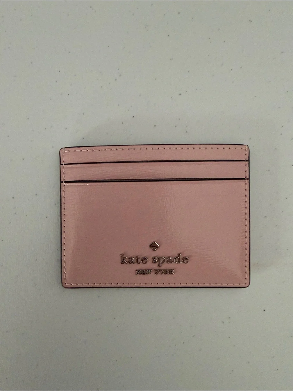 kate spade Pink Leather Card Case with Gold Logo